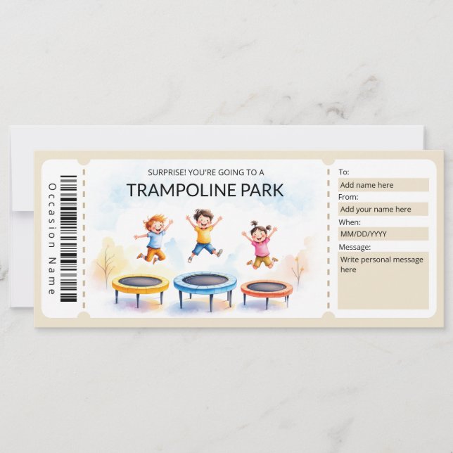 Trampolinpark-Geschenkgutscheinvorlage Einladung (Vorderseite)