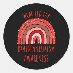 Tran Red for Brain Aneurysm Awareness Brain Aneu Runder Aufkleber