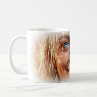 Tränen der Hoffnung und Heilung mit blauen Augen - Kaffeetasse