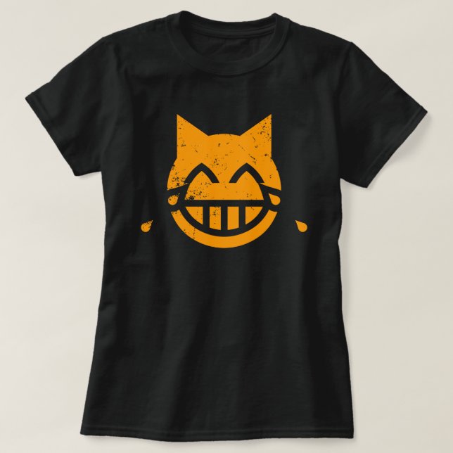 Tränen der Joy Grunge Cat Emoji T-Shirt (Design vorne)