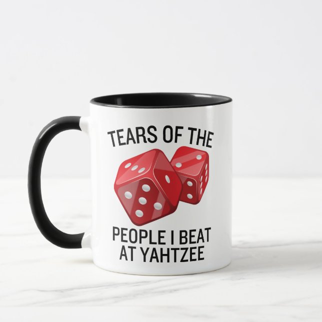 Tränen der Leute, die ich bei Yahtzee Funny besieg Tasse (Links)