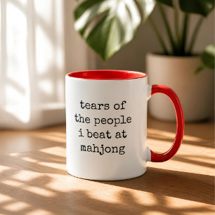 Tränen der Leute, die ich beim Mahjong-Spiel besie Tasse
