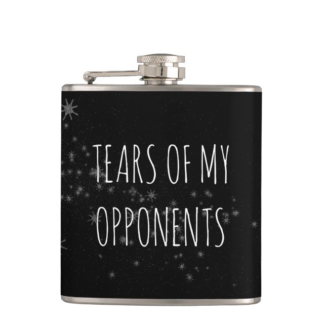 Tränen meiner Gegner Funny Gift Hip Flask Flachmann (Vorderseite)
