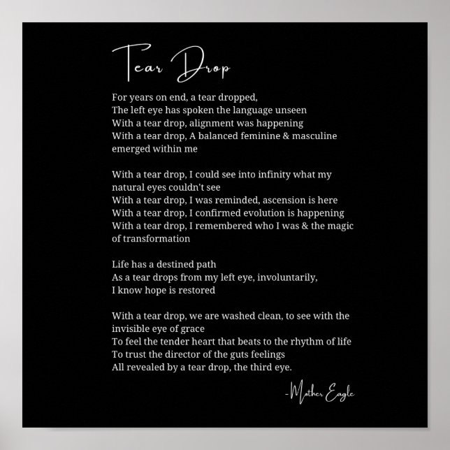 Tränenfallen Erwachen drittes Auge Gedicht Poster (Vorne)