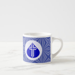 Tränenförmiges Kreuz auf Blau Espressotasse