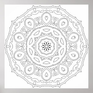 Tränenherz-Mandala mit aufwendigen Blatt-Schichten Poster