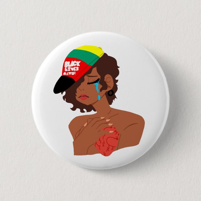 Tränenschaltfläche der schwarzen Frau Button (Vorderseite)