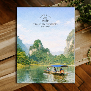 Tràng An Grottoes, Vietnam, Ninh Binh Aquarell Postkarte