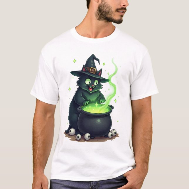 Trankbrauende Katze T-Shirt (Vorderseite)