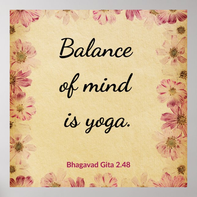 Tranquil Beige Pink Gita Balance Yoga Floral Print Poster (Vorne)