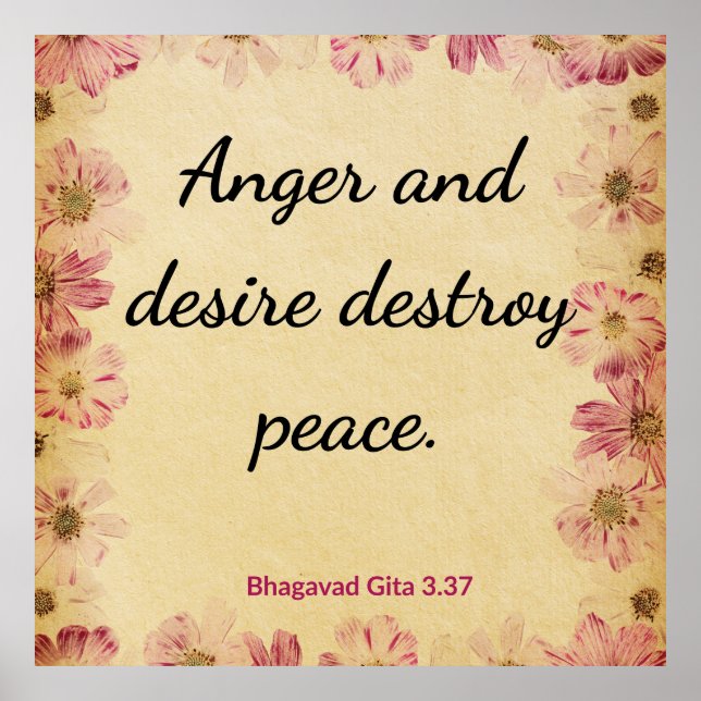 Tranquil Beige Pink Gita Peace Anger Desire Print Poster (Vorne)