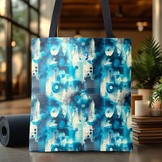 Tranquil Blue Abstrakt Personalisiert Tote Bag (Von Creator hochgeladen)