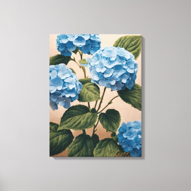 Tranquil Blue Hydrangeas Malerei Leinwanddruck (Vorderseite)