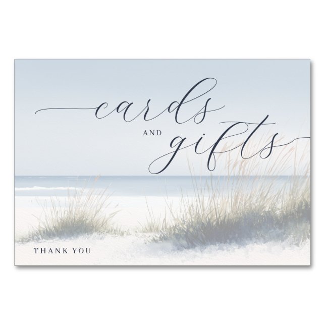 Tranquil Blue Minimalist Beach Waves Tischnummer (Vorderseite)