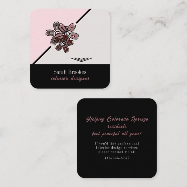 Tranquil Cherry Blossom Business Card Quadratische Visitenkarte (Vorne/Hinten)