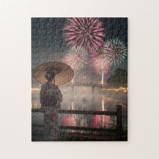 Tranquil Colors – A Yukata Girl and Fireworks Puzzle