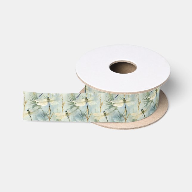 Tranquil Dragonfly Watercolor-Stil Satinband (Spule)