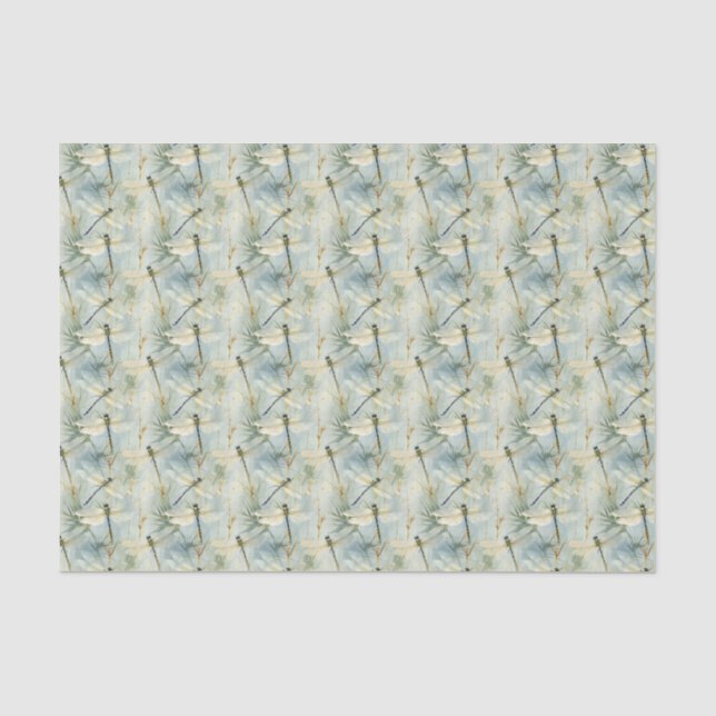 Tranquil Dragonfly Watercolor-Stil Seidenpapier (Vorderseite)