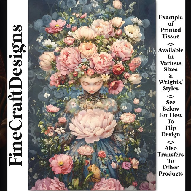 Tranquil Ethereal Girl Lush Blume AG1O Decoupage Seidenpapier (Von Creator hochgeladen)