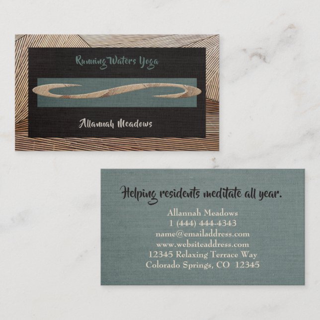 Tranquil Feel Calm Yoga Instructor Business Card Visitenkarte (Vorne/Hinten)