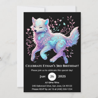 Tranquil Garden Wolf Birthday Einladung