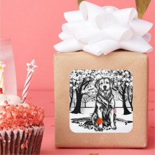 TRANQUIL GLEN Golden Retriever Quadratischer Aufkleber