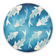 Tranquil Indigo Koi Design Eleganter Wasserfarben