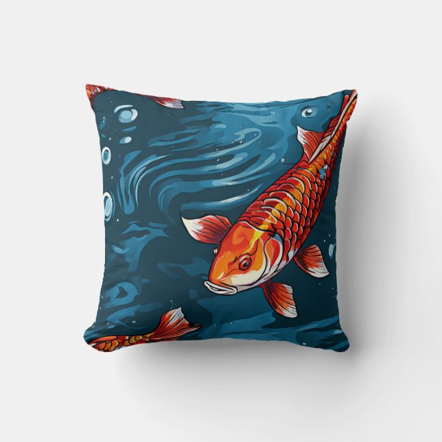 Tranquil Koi Fischkissen - Elegant, wasserInspirie Kissen (Vorderseite)