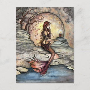 Tranquil Lagoon Mermaid Fantasy Art Postcard Postkarte