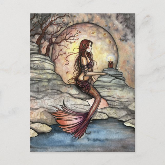 Tranquil Lagoon Mermaid Fantasy Art Postcard Postkarte (Vorderseite)