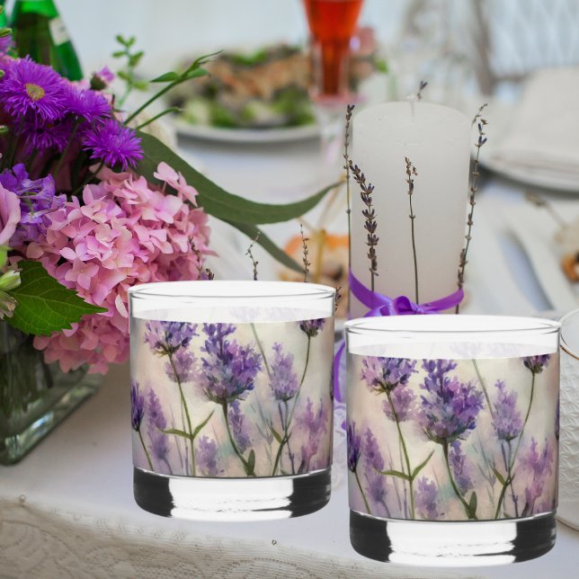 Tranquil Lavender Fields Whiskey Glasses Whiskyglas (Tranquil Lavender Fields 12 oz Printed Whiskey Glasses)