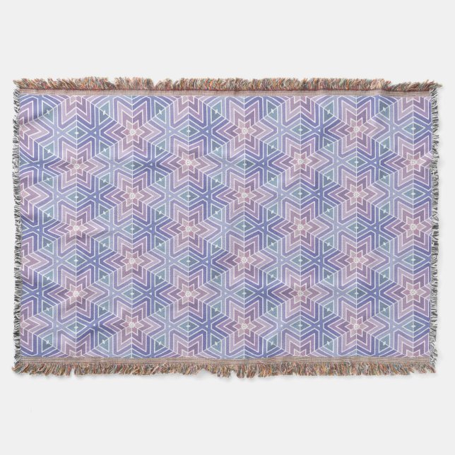 Tranquil Lavender Geometric Star Maze Muster Decke (Vorderseite)