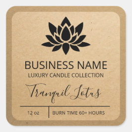 Tranquil Lotus Kraft Paper Soy Candle Labels Quadratischer Aufkleber