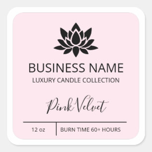 Tranquil Lotus Pink Soy Candle Produktkennzeichnun Quadratischer Aufkleber
