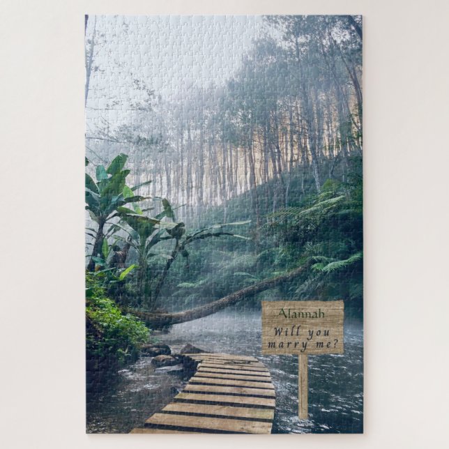 Tranquil Misty Morning Rainforest heiraten Me Puzz Puzzle (Vertikal)