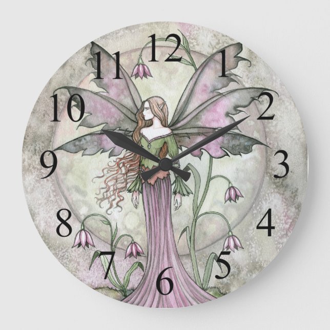 Tranquil Moon Fairy Fantasy Wall Clock Große Wanduhr (Vorderseite)