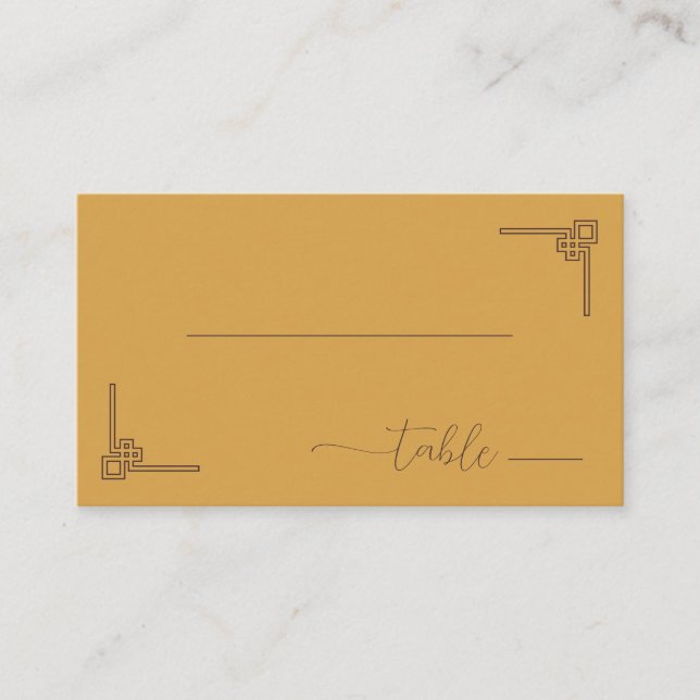 Tranquil Mustard Minimalist Geometric Platzkarte (Vorderseite)
