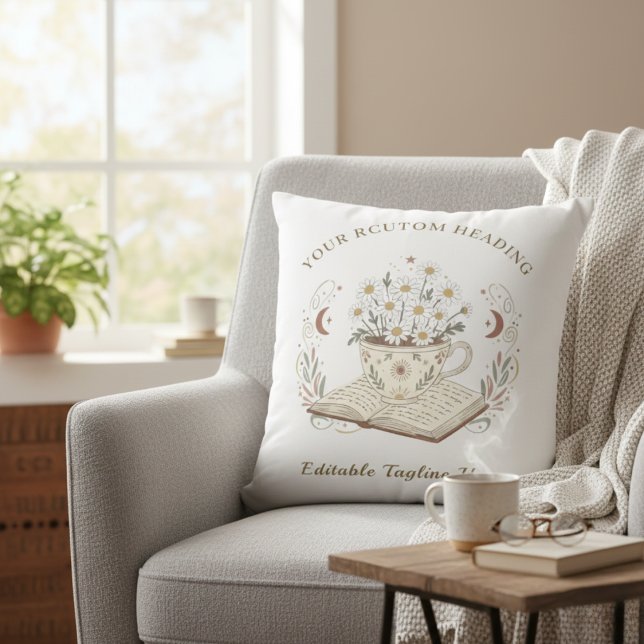 Tranquil Neutral Floral Teacup Flowers Design Kissen (Elegant Teacup Flowers Throw Pillow)