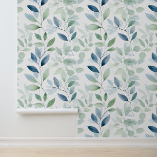 Tranquil Oasis Watercolor-Blätter Tapete