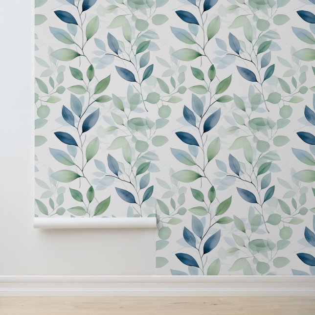 Tranquil Oasis Watercolor-Blätter Tapete (Anwendung)