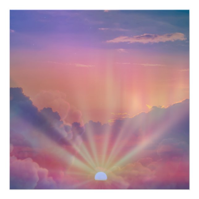 Tranquil Sunset Sky Magical Fantasy Art Fotodruck (Vorne)