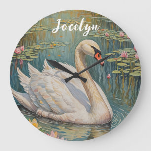 Tranquil Swan Serenade Große Wanduhr