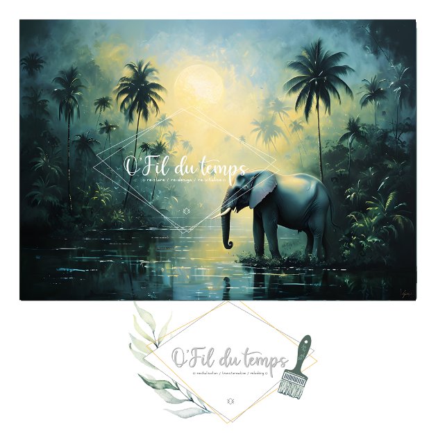 Tranquil Tropical Landscape with Elephant Seidenpapier (Von Creator hochgeladen)