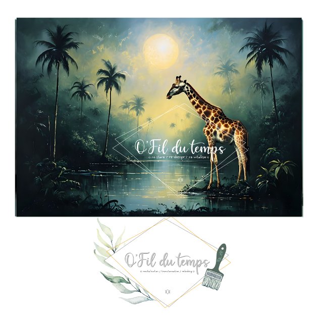 Tranquil Tropical Landscape with Giraffe Seidenpapier (Von Creator hochgeladen)
