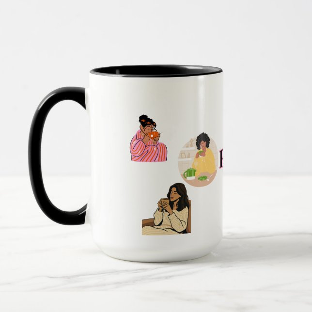  TRANQUILITY,SIP OF PEACE BLACK& WHITE CERAMIC MUG TASSE (Links)