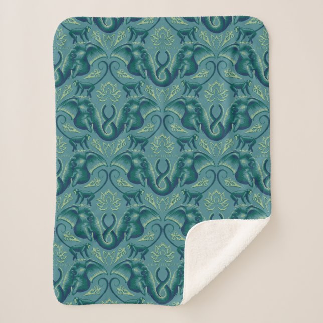 Tranquisit Safari Tapestry Pattern - Der weiße Lot Sherpadecke (Vorderseite)