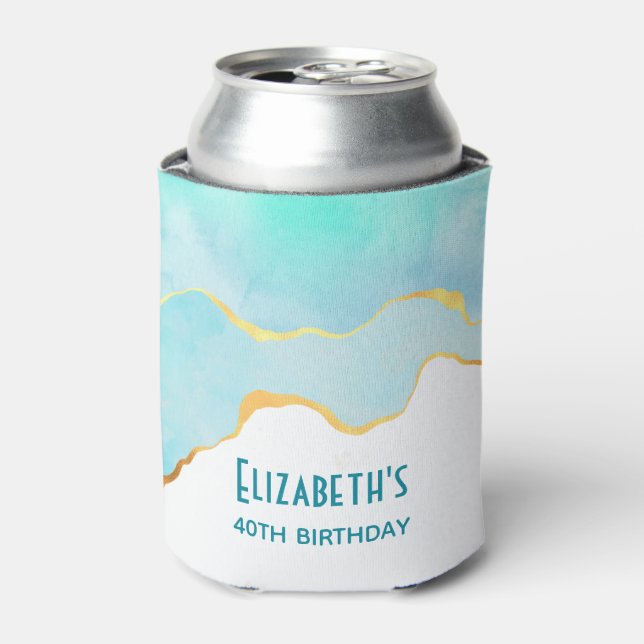 Tranquisites tropisches Grün mit goldenen Grenze G Dosenkühler (Kanne Vorderseite)