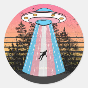 Trans Alien Funny Runder Aufkleber