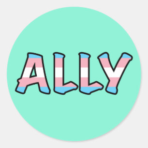 Trans Ally   Hintergrund der Minze   Runder Aufkleber