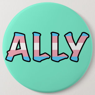 Trans Ally Hollow Letter   Hintergrund der Minze Button
